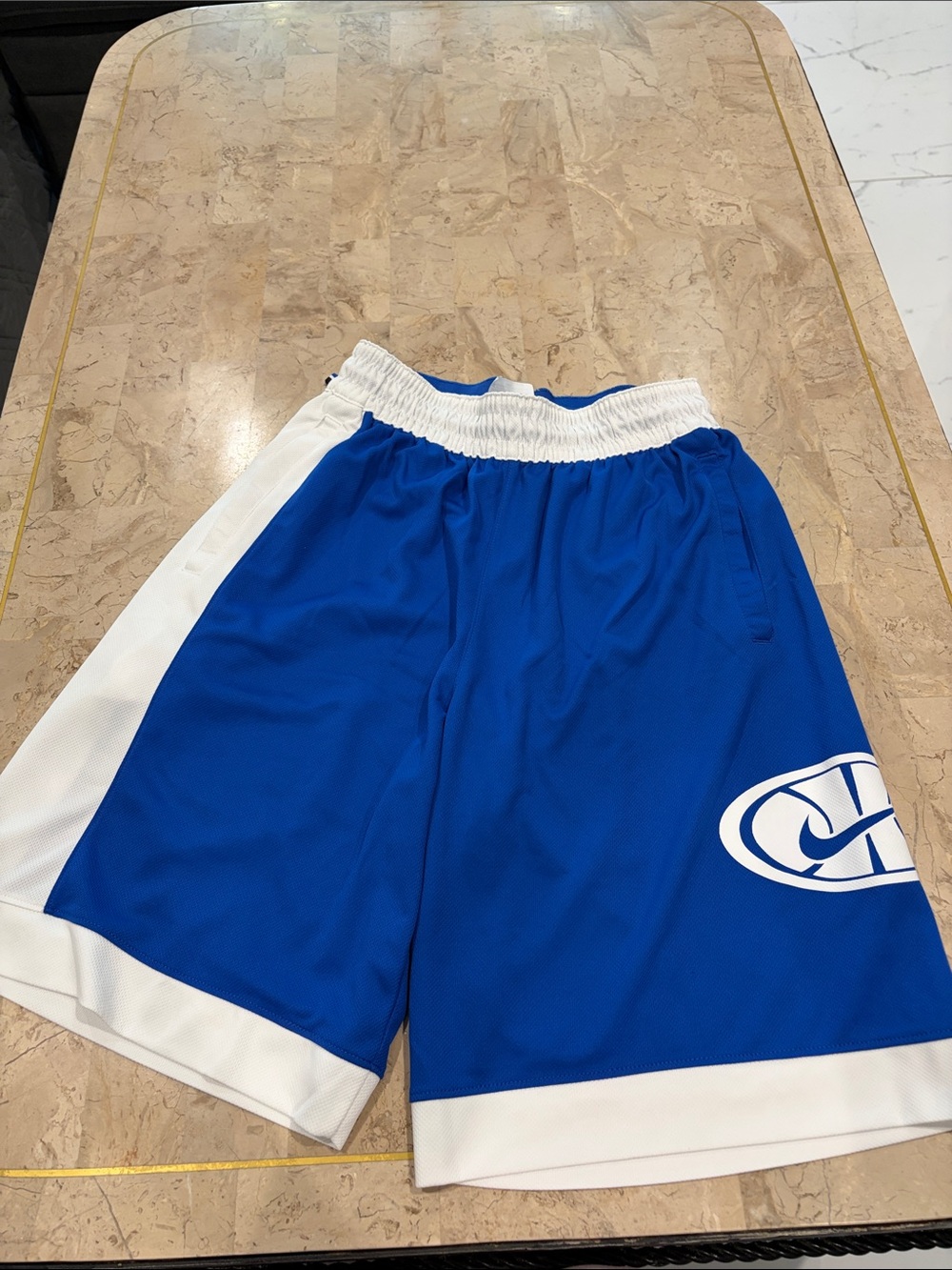 Nike Royal Blue and White Boys Athletic Shorts